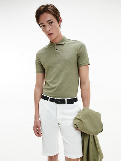 Calvin Klein Ruhák HU501612 | Calvin Klein Slim Textured Cotton Férfi Pólóing Zöld